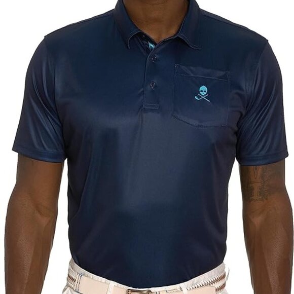 Robert Graham Mens Blade Iron Short Sleeve Knit Polo, Navy, Small S NWT - Picture 1 of 5